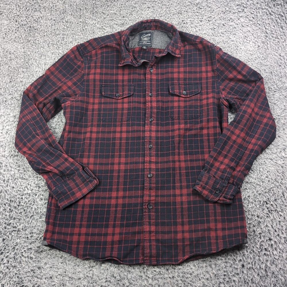 Grayers Shirt Men Large Red Blue Heritage Flannel Long Sleeve Button Up Casual